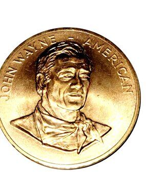 John Wayne "The Duke" Vintage Wild West Horseback Scene Metal Coin Token